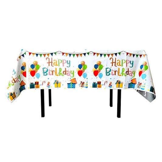 137x183cm Happy Birthday PET Aluminum Film Tablecloths Disposable Waterproof Party Decorative Table Cloth
