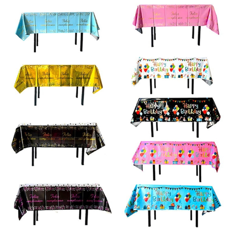 137x183cm Happy Birthday PET Aluminum Film Tablecloths Disposable Waterproof Party Decorative Table Cloth