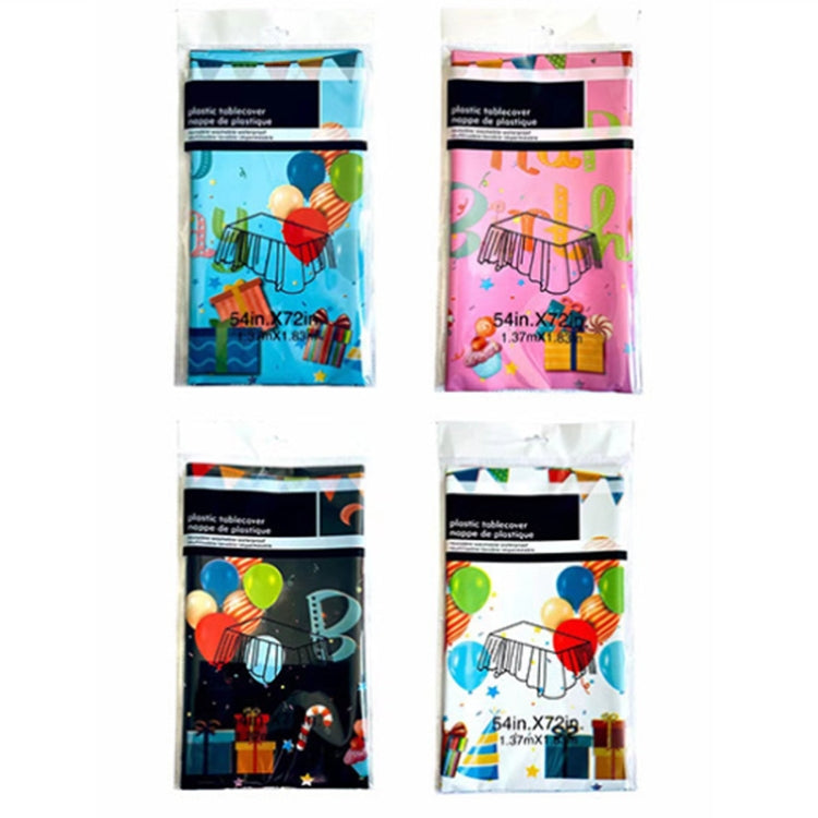 137x183cm Happy Birthday PET Aluminum Film Tablecloths Disposable Waterproof Party Decorative Table Cloth