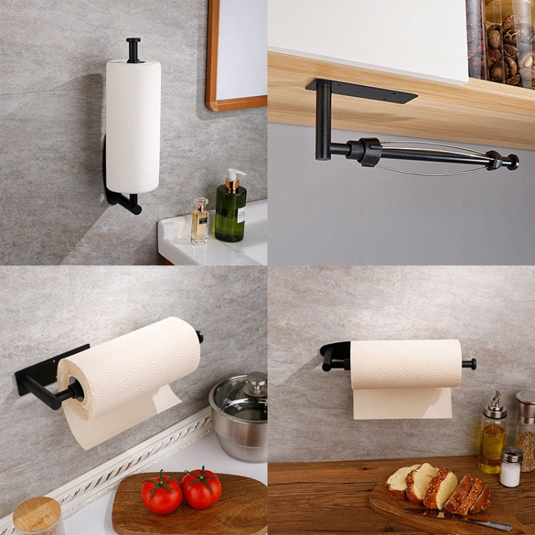 Kitchen Stainless Steel Paper Towel Holder With Damping Cabinet No Punch Roll Paper Cling Film Holder