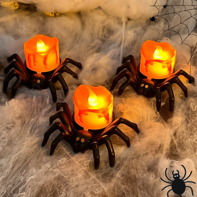 LED Halloween Spider Candle Light Electronic Ambient Decorative Night Lamp Desktop Ornament