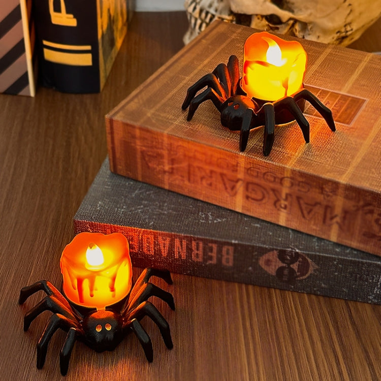 LED Halloween Spider Candle Light Electronic Ambient Decorative Night Lamp Desktop Ornament