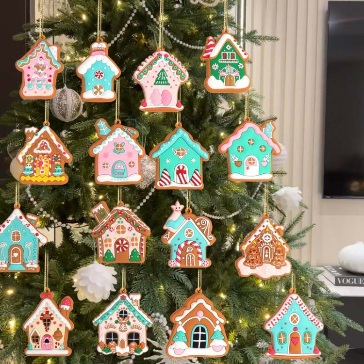 PVC Christmas House Pendants Christmas Tree Decorations Scene Arrangement Props