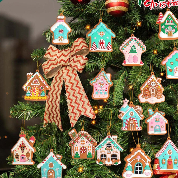 PVC Christmas House Pendants Christmas Tree Decorations Scene Arrangement Props