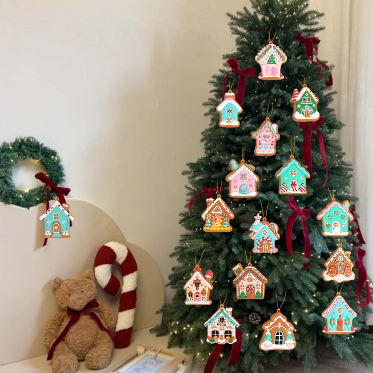 PVC Christmas House Pendants Christmas Tree Decorations Scene Arrangement Props