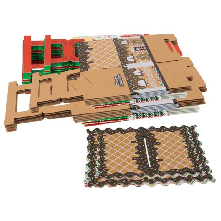 10pcs Christmas Candy Boxes Kraft Paper Christmas House Handbag Candy Boxes