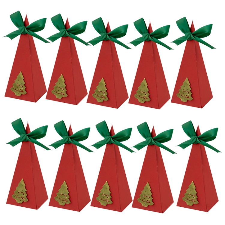 10pcs Christmas Candy Boxes Triangle New Year Party Xmas Gift Paper Packaging Box