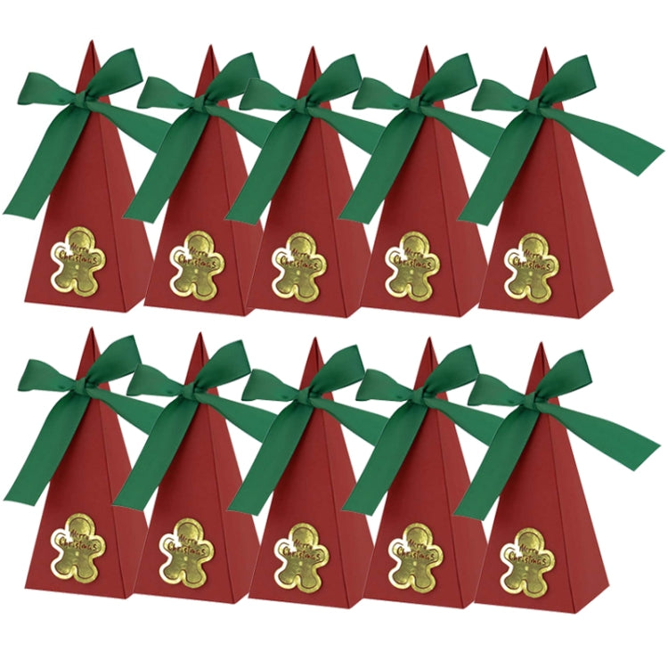 10pcs Christmas Candy Boxes Triangle New Year Party Xmas Gift Paper Packaging Box