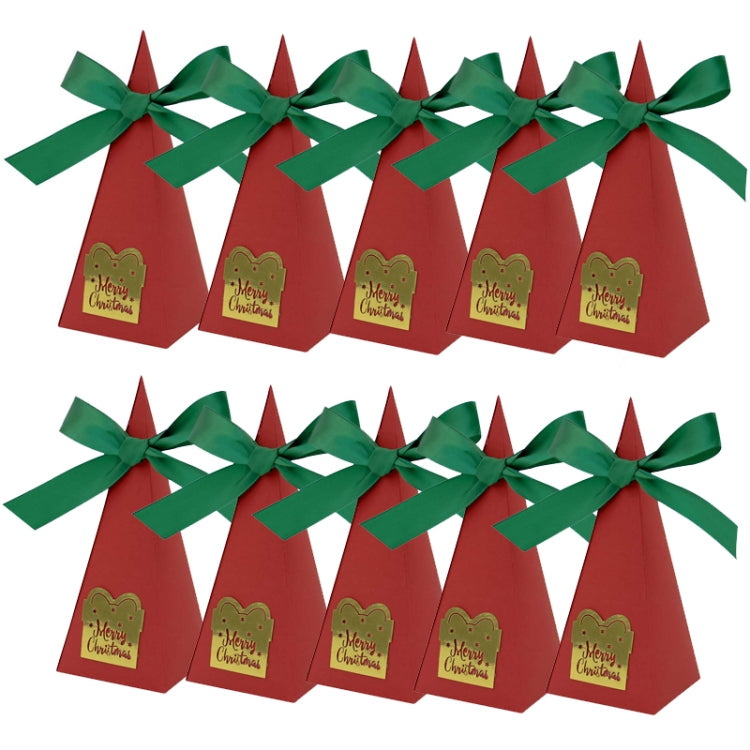 10pcs Christmas Candy Boxes Triangle New Year Party Xmas Gift Paper Packaging Box