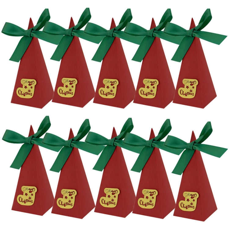10pcs Christmas Candy Boxes Triangle New Year Party Xmas Gift Paper Packaging Box