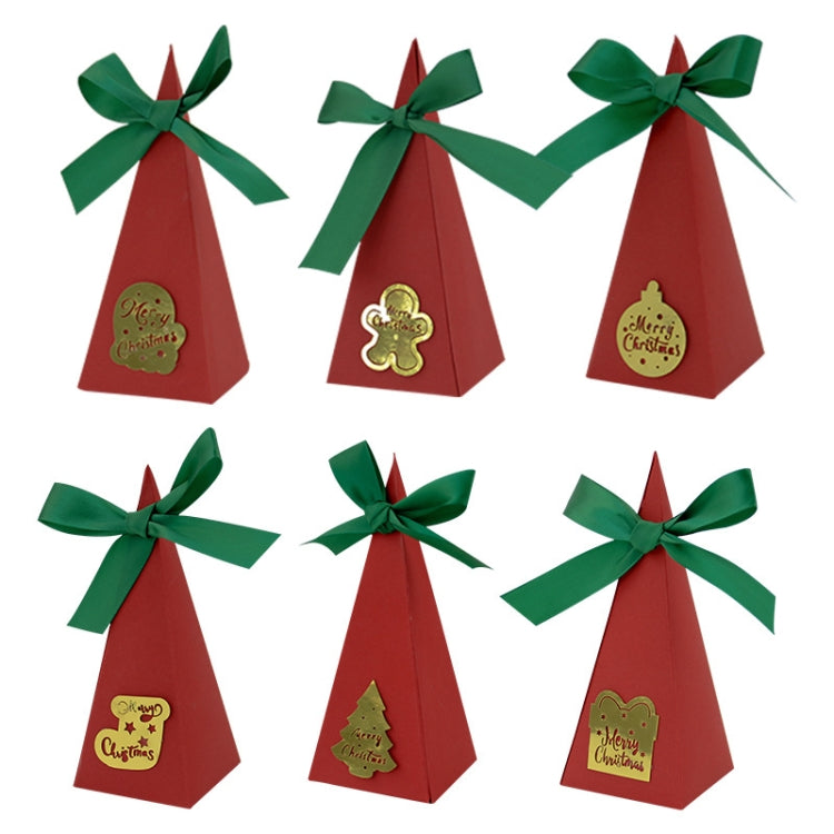 10pcs Christmas Candy Boxes Triangle New Year Party Xmas Gift Paper Packaging Box