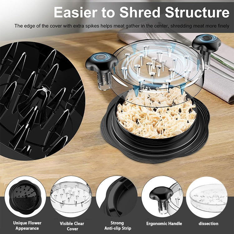 10 Inch Chicken Shredder Machine With Transparent Lid Anti-Slip Meat Shredder Tool