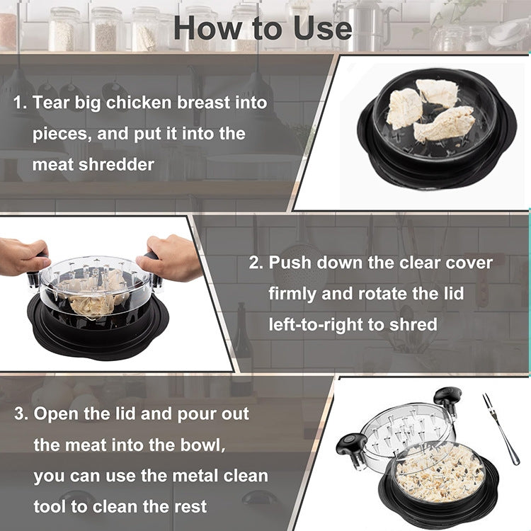10 Inch Chicken Shredder Machine With Transparent Lid Anti-Slip Meat Shredder Tool