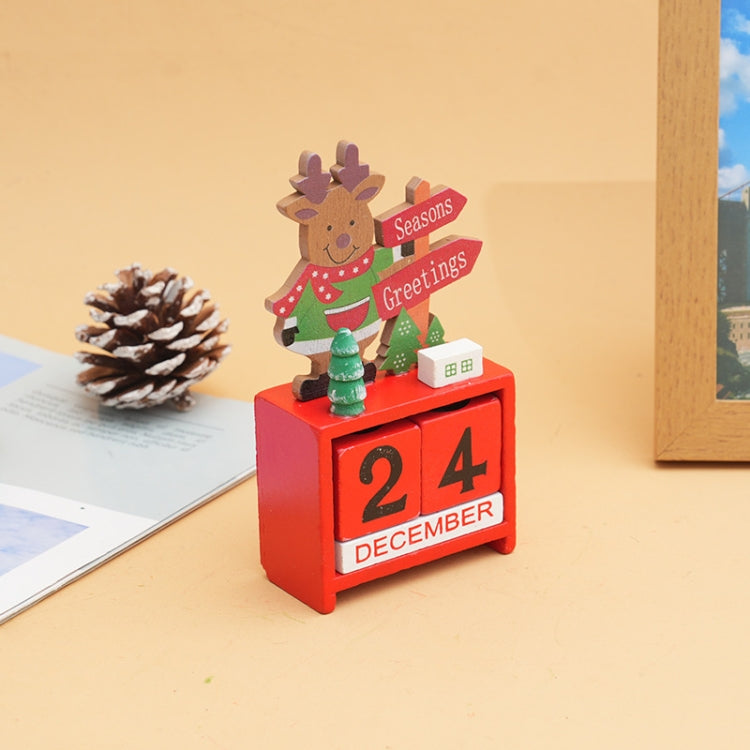 Children Toy Christmas Gift Wooden Calendar Christmas Eve Desktop Ornament