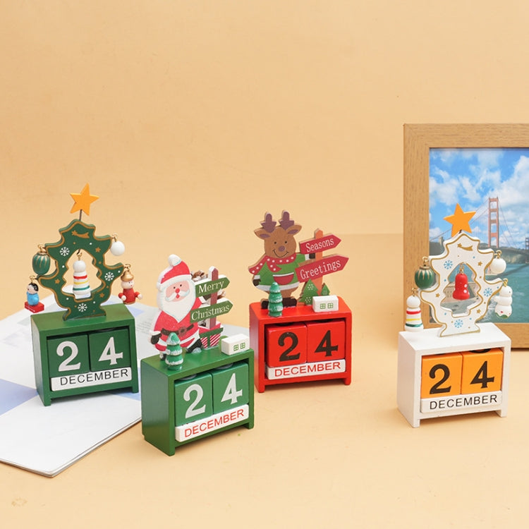Children Toy Christmas Gift Wooden Calendar Christmas Eve Desktop Ornament