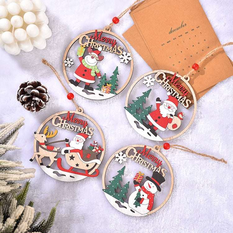 Christmas Day Decoration Hollow Wooden Pendant