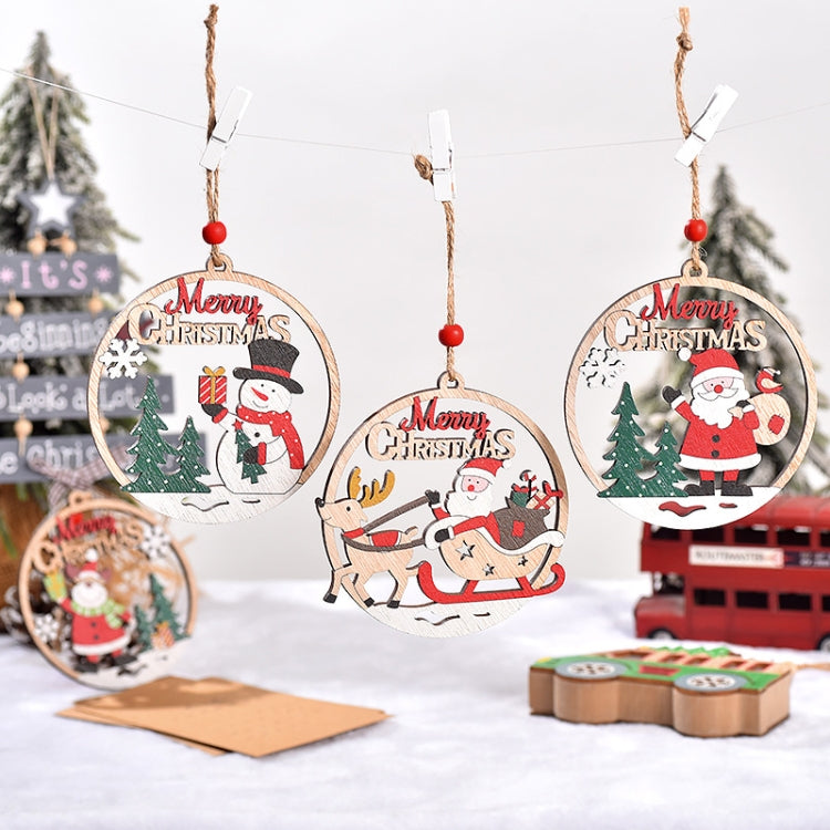 Christmas Day Decoration Hollow Wooden Pendant