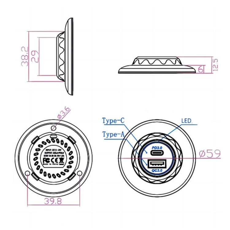 30W Car Ship Mobile Phone Fast Charging Modified USB Charger
