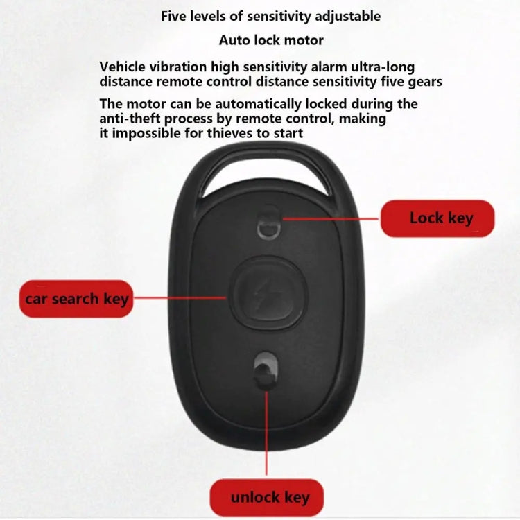 48-72V Electric Motorcycle One-Button Start Remote Lock Anti-Theft Alarm