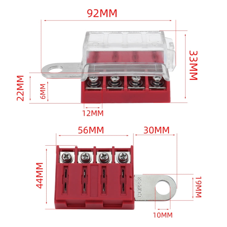 4-way RV Yacht Ignition Protection Battery Terminal Fuse Block