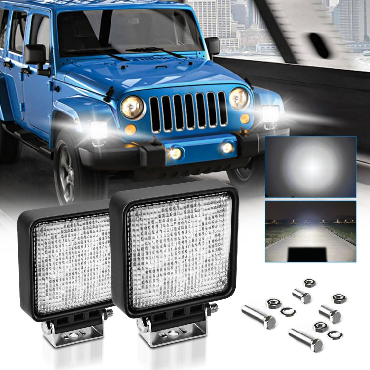 14W 9-30V 4 Inch Mixed Luminous Square Floodlight With Wire Set