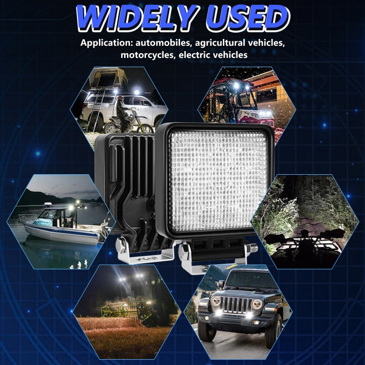 14W 9-30V 4 Inch Mixed Luminous Square Floodlight With Wire Set