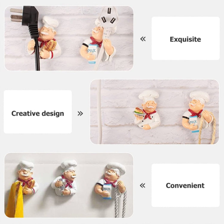 Home Cartoon Chef Power Cord Organizer Kitchen Storage Powerful Sticky Hooks