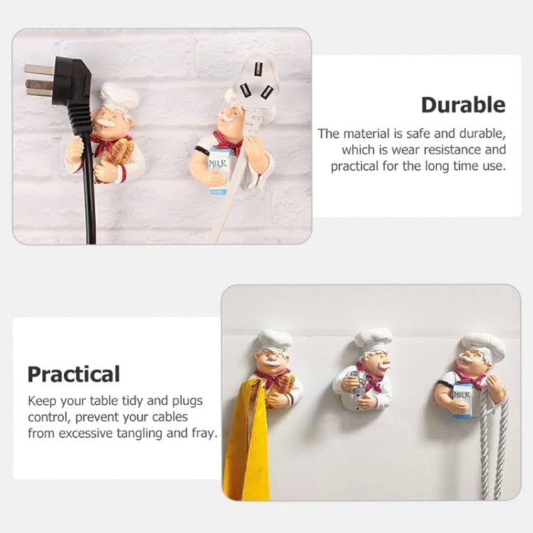 Home Cartoon Chef Power Cord Organizer Kitchen Storage Powerful Sticky Hooks