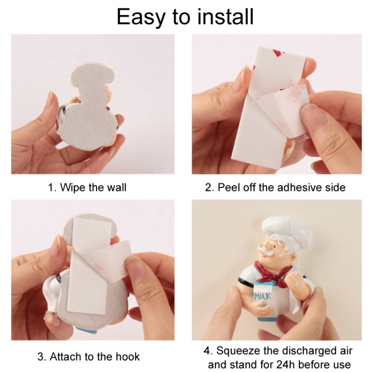 Home Cartoon Chef Power Cord Organizer Kitchen Storage Powerful Sticky Hooks