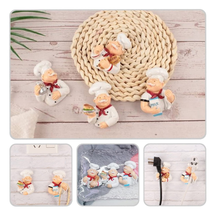 Home Cartoon Chef Power Cord Organizer Kitchen Storage Powerful Sticky Hooks