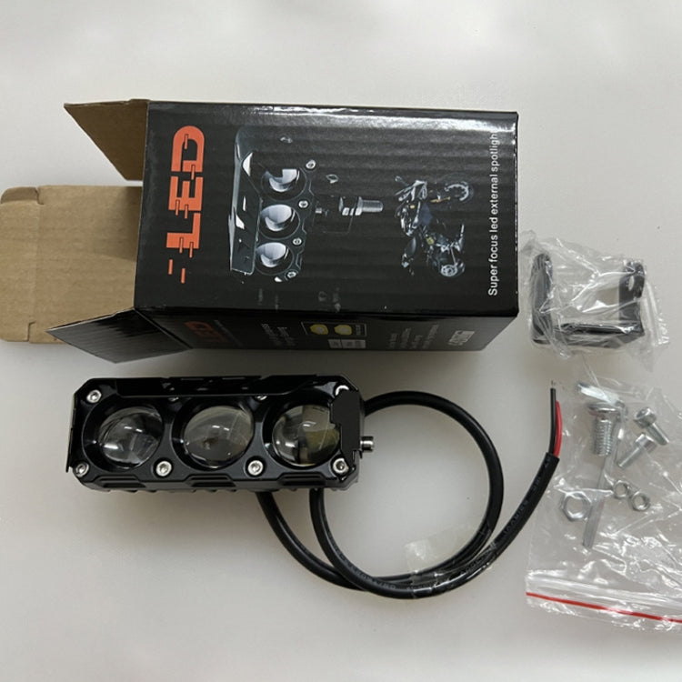 35W Motorcycle Spotlight Dual Color LED Headlight Triple Eye Waterproof Headlight