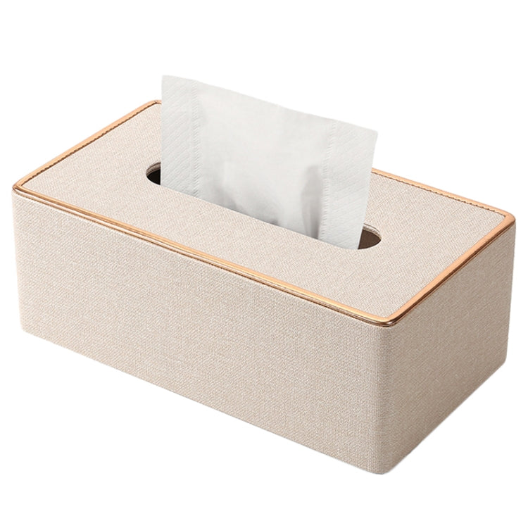 Home Decor Tissue Box Cover Desktop Gold Rim Faux Leather Napkin Holder Toilet Paper Storage Box