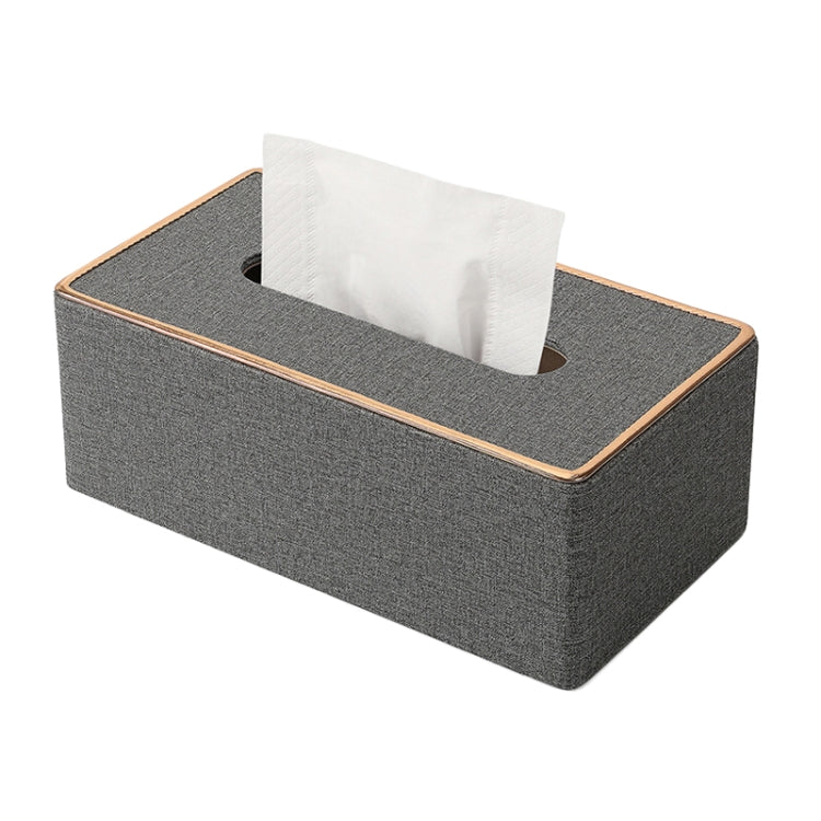 Home Decor Tissue Box Cover Desktop Gold Rim Faux Leather Napkin Holder Toilet Paper Storage Box