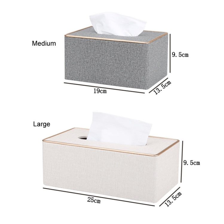 Home Decor Tissue Box Cover Desktop Gold Rim Faux Leather Napkin Holder Toilet Paper Storage Box