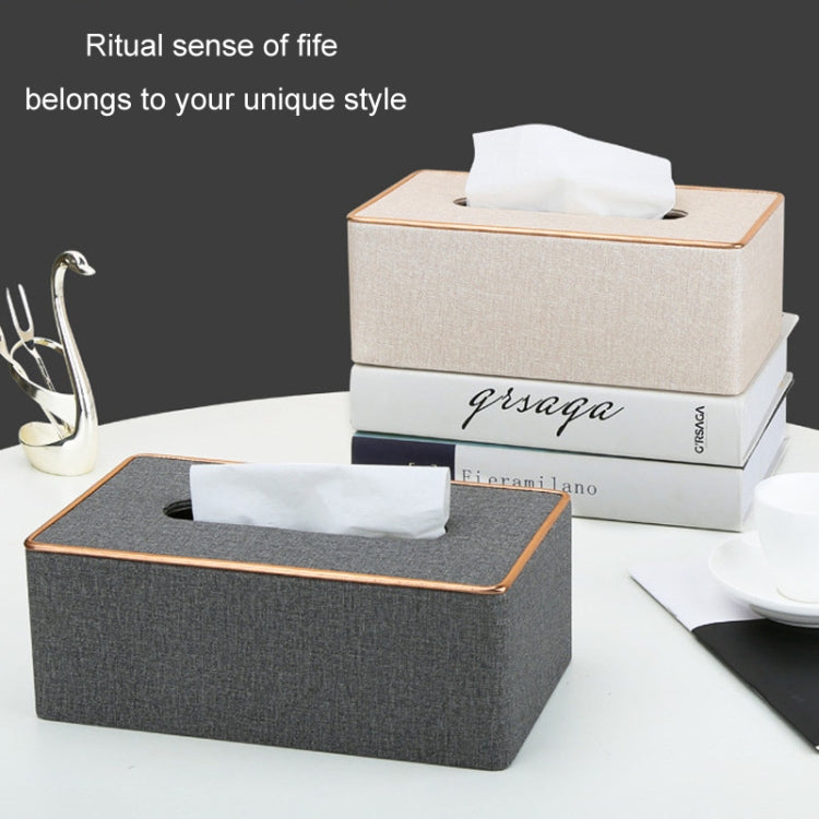 Home Decor Tissue Box Cover Desktop Gold Rim Faux Leather Napkin Holder Toilet Paper Storage Box