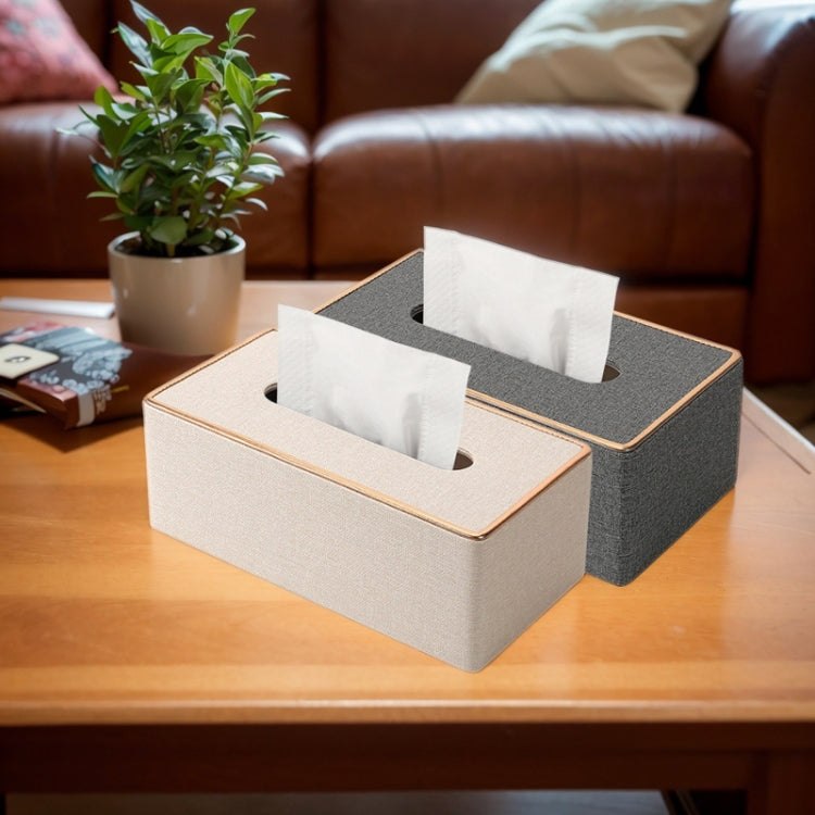 Home Decor Tissue Box Cover Desktop Gold Rim Faux Leather Napkin Holder Toilet Paper Storage Box
