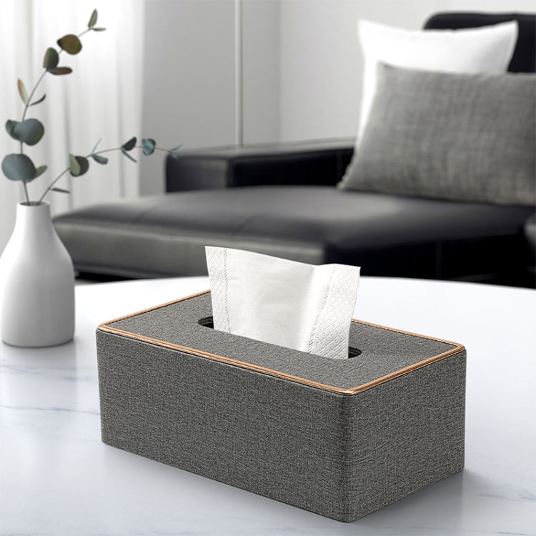 Home Decor Tissue Box Cover Desktop Gold Rim Faux Leather Napkin Holder Toilet Paper Storage Box