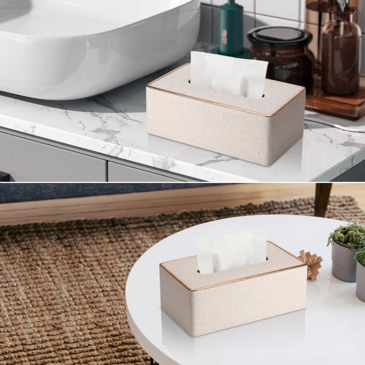 Home Decor Tissue Box Cover Desktop Gold Rim Faux Leather Napkin Holder Toilet Paper Storage Box