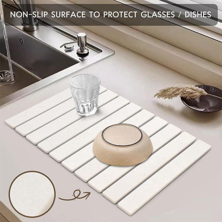 Diatomaceous Earth Tableware Drying Mat Foldable Dish Drainer Kitchen Bathroom Absorbent Mat