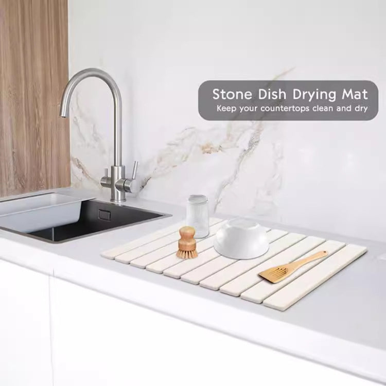 Diatomaceous Earth Tableware Drying Mat Foldable Dish Drainer Kitchen Bathroom Absorbent Mat