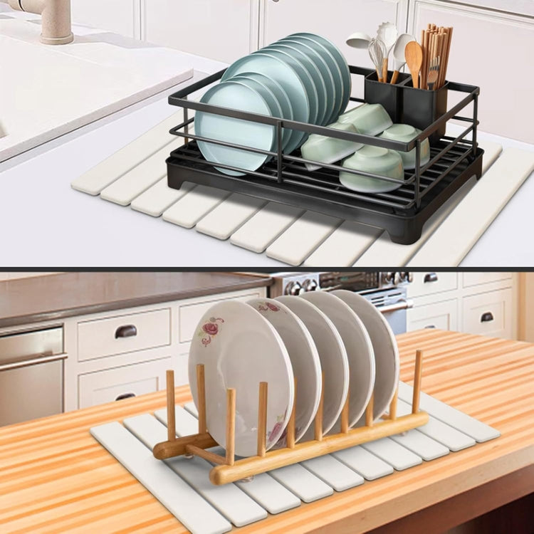 Diatomaceous Earth Tableware Drying Mat Foldable Dish Drainer Kitchen Bathroom Absorbent Mat