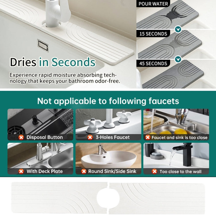 Faucet Sink Drying Mat Diatomaceous Earth Stone Splashproof Absorbent Sink Drainage Mat