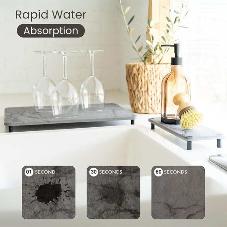 2pcs /Set Diatomite Kitchen Quick Drying Mat Drainage Countertop Mat Absorbent Pad With Metal Feet