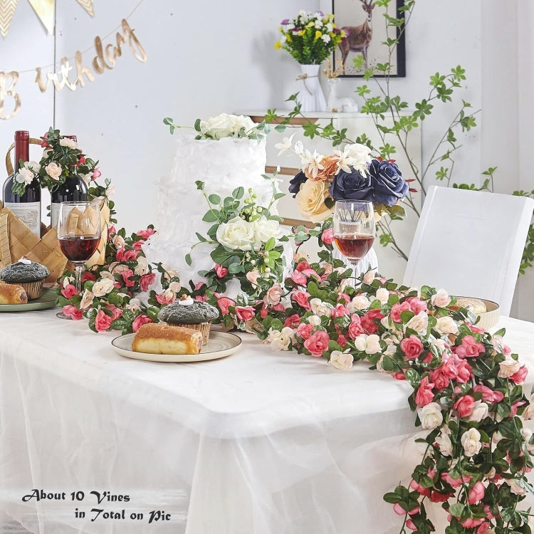 2pcs Simulated Rose Vine Plant Wedding Living Room Christmas Decoration