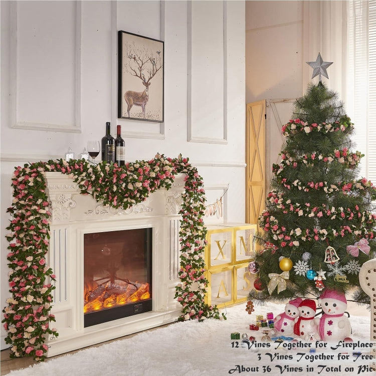 2pcs Simulated Rose Vine Plant Wedding Living Room Christmas Decoration
