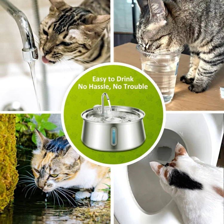 4L Pet Water Dispenser Stainless Steel Cats Water Fountain Large Capacity Automatic Cat Drinker