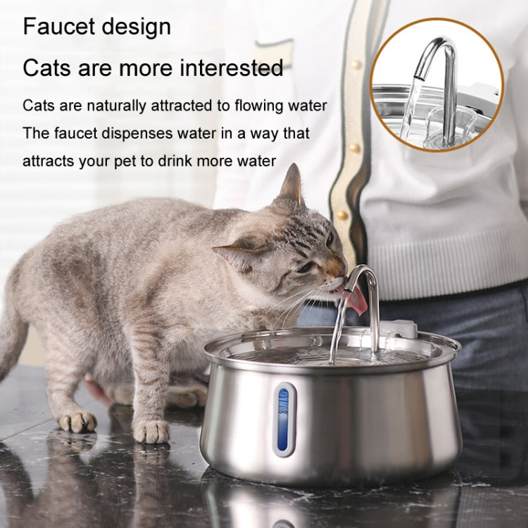 4L Pet Water Dispenser Stainless Steel Cats Water Fountain Large Capacity Automatic Cat Drinker