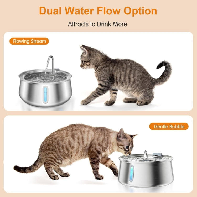 4L Pet Water Dispenser Stainless Steel Cats Water Fountain Large Capacity Automatic Cat Drinker