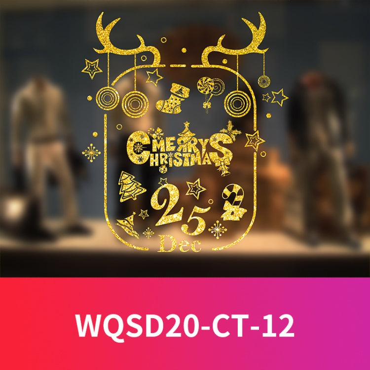 50 X 60cm Christmas Gold Glitter Decoration Stickers Glass Window Stickers