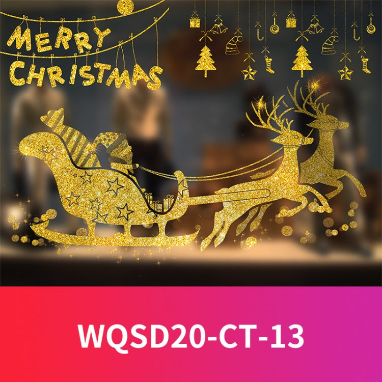 50 X 60cm Christmas Gold Glitter Decoration Stickers Glass Window Stickers